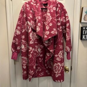 Cozy Pink Floral Cardigan